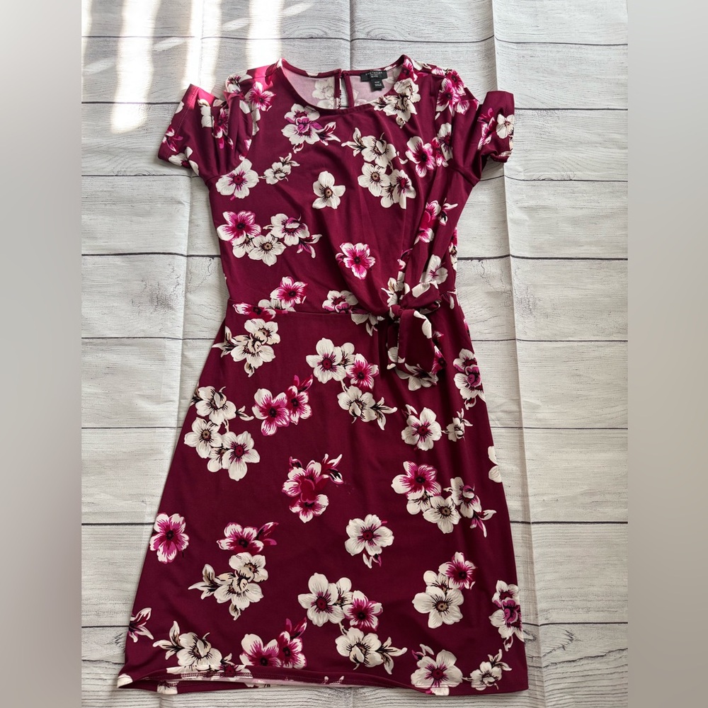 Women's Ann Taylor Floral Burgundy Dress